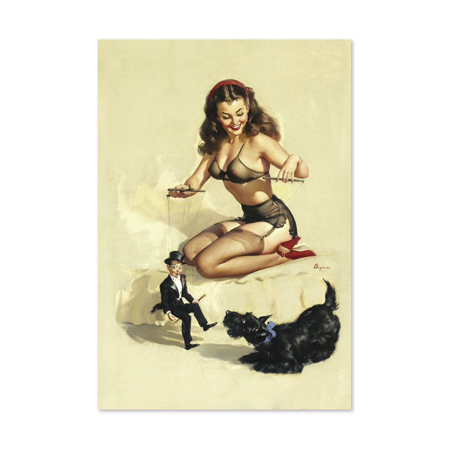 They're Easy to Handle by Gil Elvgren, pin-up poster — framed print